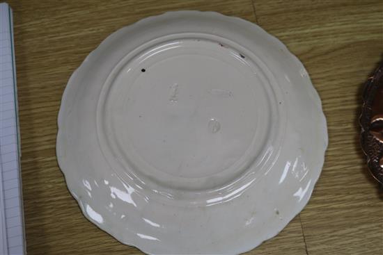 An Alfred Renoleau Palissy style tromp loeil platter and a majolica fish service